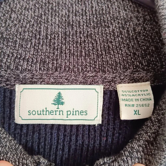 Southern Pines Sweater Full Zip Navy Gray Stripes Mens Size XL - Picture 6 of 8
